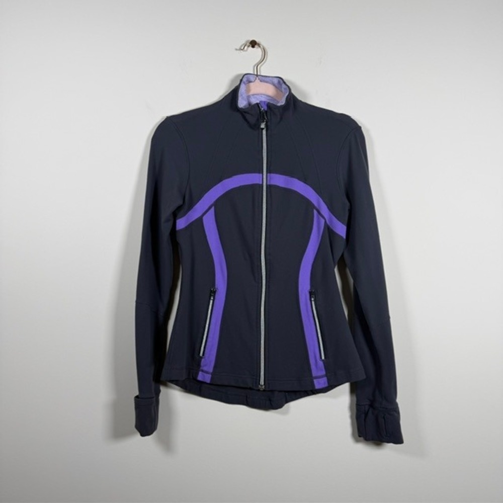 Lululemon Define Jacket Gray Purple Luon Full Zip Thumbhole | Size 6